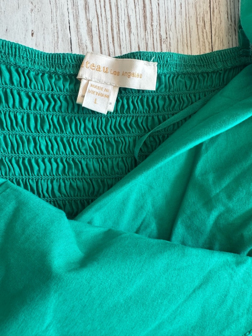 Monteau Los Angeles Bubble Hem Green Midi Dress Spaghetti Straps with Pockets L - Picture 8 of 16
